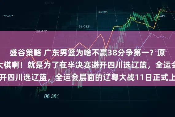 盛谷策略 广东男篮为啥不赢38分争第一？原来杜锋这是在下一盘大棋啊！就是为了在半决赛避开四川选辽篮，全运会层面的辽粤大战11日正式上演